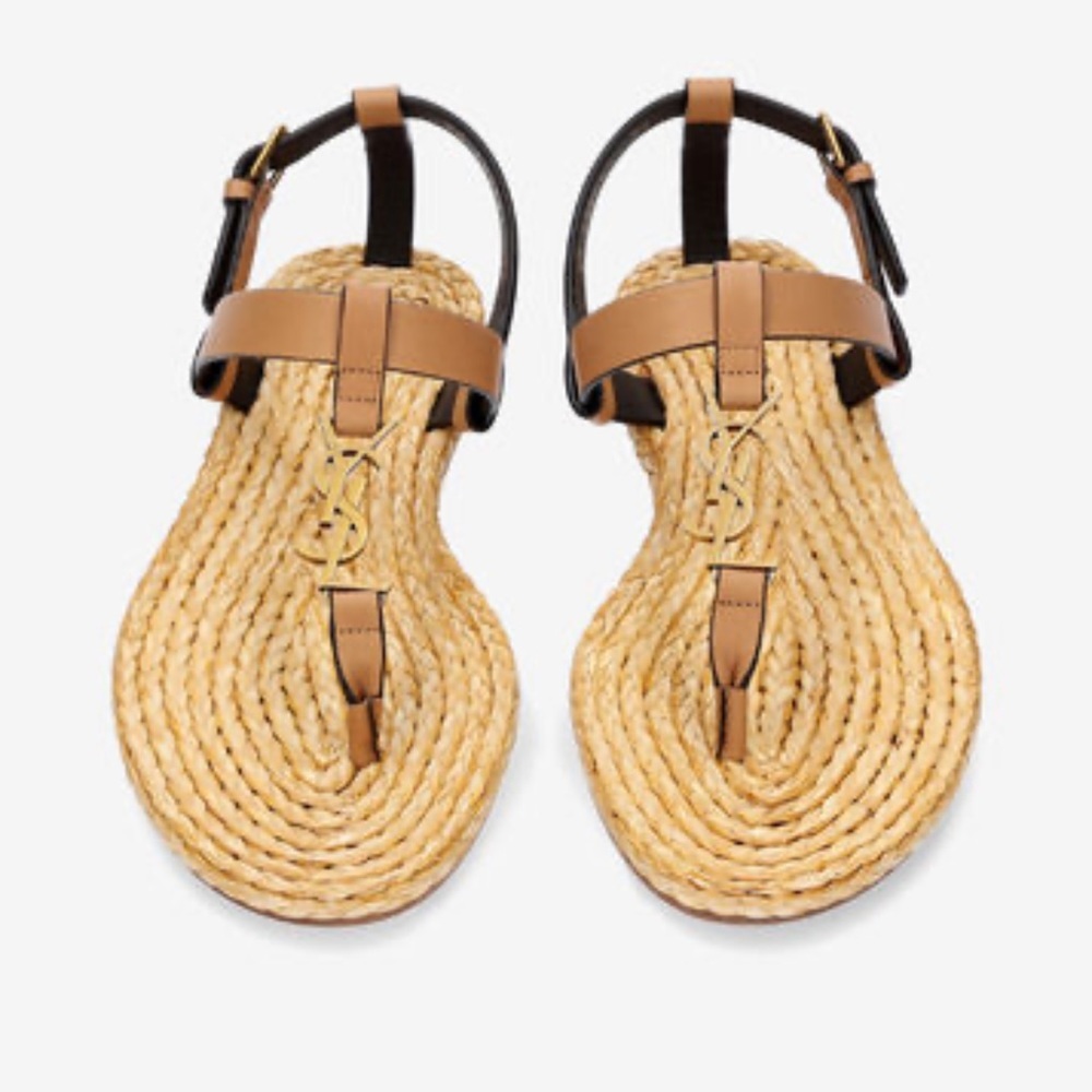 YSL CASSANDRA SANDALS IN VEGETABLE-TANNED LEATHER size 6